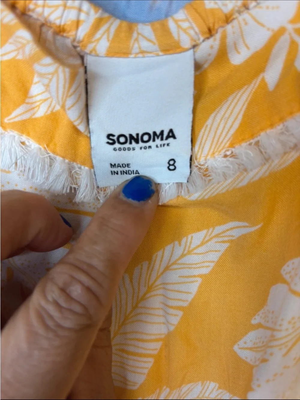 Sonoma Yellow Tropical-Print Tiered Midi Dress